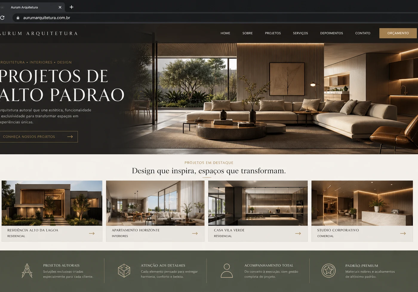 Website premium para arquitetura